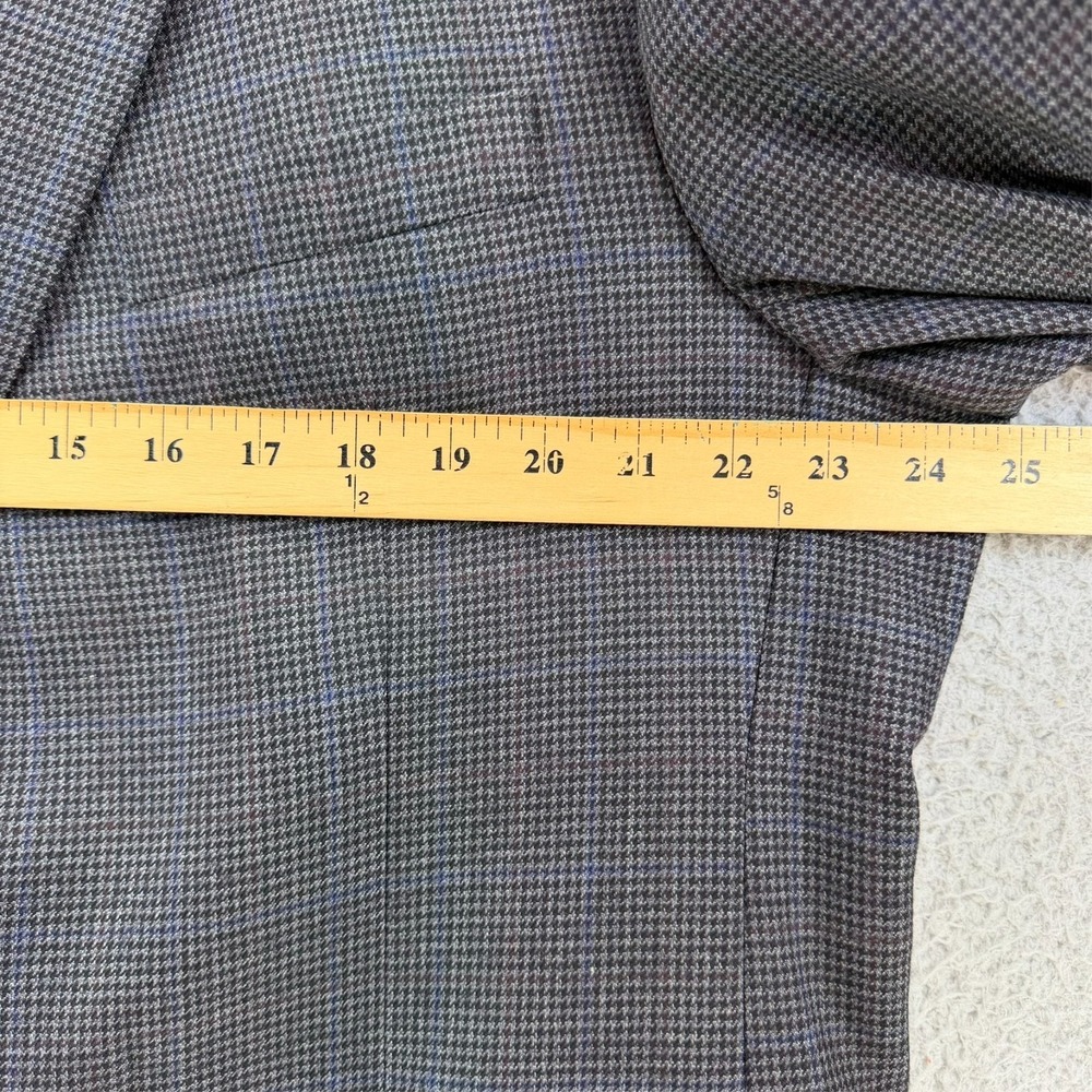 Jos A Bank Traveler Tailored Fit Sport Coat Blazer Men 48R Wool Houndstooth Gray - Picture 9 of 16